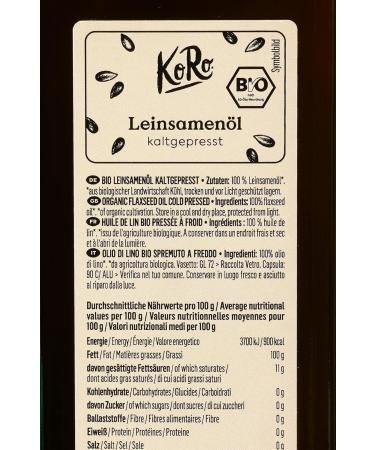 KoRo - organic linseed oil 12 x 750 ml - cold pressed - sweet nutty taste - ideal in salads porridges etc. - Buy Online on GoSupps.com