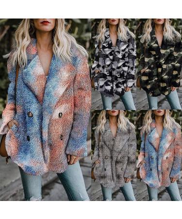 Winter Warm Fleece Coat for Women - Tie Dye Lapel Sweatshirt - Plush Jacket with Pockets - X-Large 01 # Pink - Buy Online on GoSupps.com