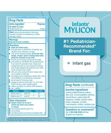 Mylicon Gas Relief Drops for Infants and Babies - Dye-Free Formula - 1 Fluid Ounce - Buy Online on GoSupps.com