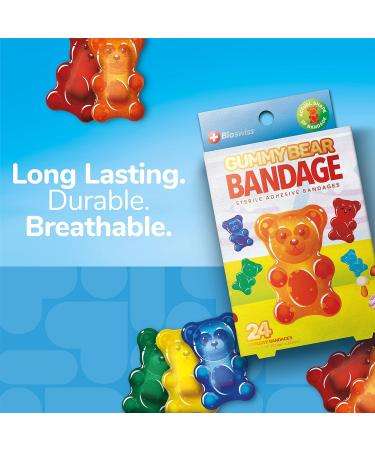 BioSwiss Gummy Bear Shaped Bandages 24ct - Fun First Aid Kit Supplies for Kids - Buy Online on GoSupps.com
