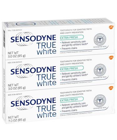 Buy Sensodyne True White Sensitive Teeth Whitening Toothpaste - 3 Pack for Stained Teeth & Cavity Prevention - Buy Online on GoSupps.com
