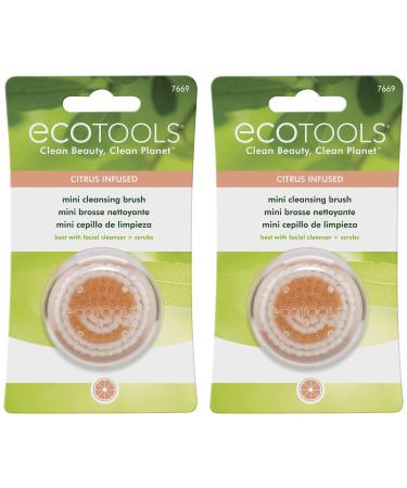 EcoTools Mini Facial Cleansing Brush, Infused with Citrus, Best with Facial Cleanser & Scrubs, Reduces Redness & Brightens Skin, 2 Pack EcoTools Mini Facial Cleansing Brush, Pack of 2