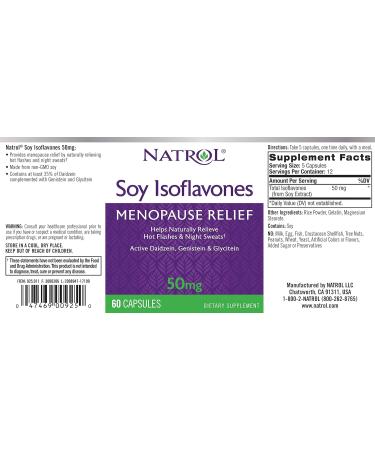 Natrol Soy Isoflavones Capsules - Menopause Relief 50mg 60 Count - Buy Online on GoSupps.com