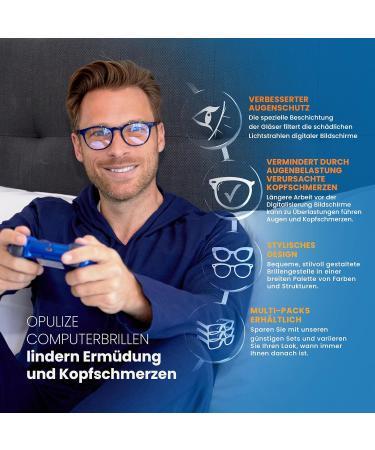 Opulize Rio Blue Light Filter Glasses - Unisex Spring Hinges Glossy Light Brown & Blue Tortoise Frames - Buy Online on GoSupps.com