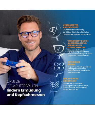 Buy Opulize Rio Glasses with Blue Light Filter | Unisex Flattened Frame with Spring Hinges | B53-1 Glossy Black Dark Green & Medium-Sized Gray | International Shipping - Buy Online on GoSupps.com