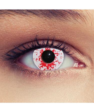 Design lenses bloody white colored Halloween costume contact lenses 1 pair (2 pieces) soft white red zombie color lenses without strength Blood Splash "Blood splatter