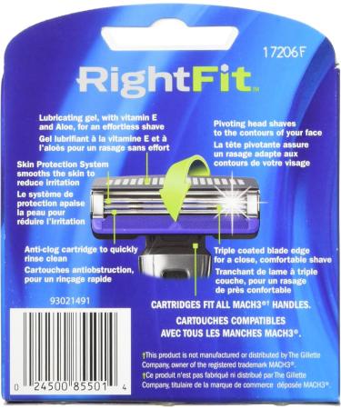 RightFit Fits Mach 3 Mens Razor Blade Refills 5 Cartridges (Compatible with Gillette Mach3 Mach3 Turbo Mach3 Sensitive and Mach3 Power Razors) 5 Refills - Buy Online on GoSupps.com