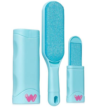 Pet Hair Remover for Couch Furniture Clothing Car Seat Carpet Pet Bed Fur Lint Brush Fur Remover Fur Lint Removal Dog Hair Remover Cat Hair Remover Double-Sided Brush Self-Cleaning Base (New Blue)