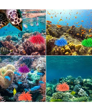 VEIREN Set of 6 Artificial Coral Plant Silicone Simulation Fake Coral Aquarium Fish Tank Underwater Ornament Decor Dia 8.5cm - Buy Online on GoSupps.com