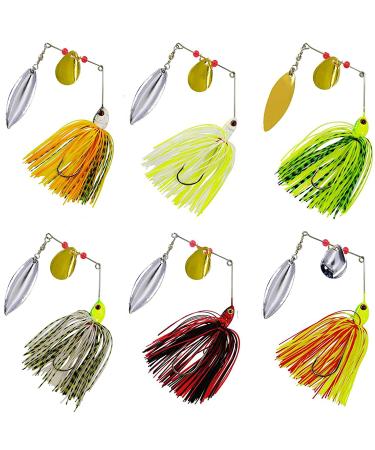 Fishing Spinner Baits Kit - Hard Spinner Lures Multicolor Buzzbait Swimbaits Pike Bass 0.64oz 6pcs Spinner Baits