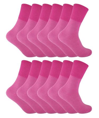 12 Pack Womens Viloft Non Binding Thermal Diabetic Socks | Sock Snob 5-9 Pink