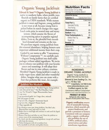 Edward & Sons  Jackfruit Young Unseasoned Shredded Organic  7 Ounce - Buy Online on GoSupps.com