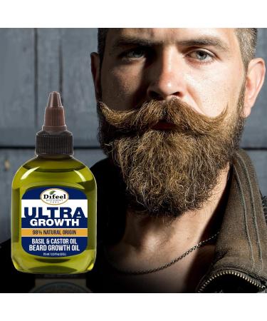Difeel Men's Ultra Growth Basil and Castor Beard Oil 2.5 oz. - Natural Hair Growth Solution - Buy Online on GoSupps.com