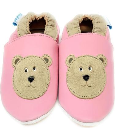MiniFeet Premium Soft Leather Baby Shoes - Buy 4 Pairs, Get 1 Free! - Toddler Shoes for 0-6 Months to 4-5 Years - Pink Bear Design - Buy Online on GoSupps.com