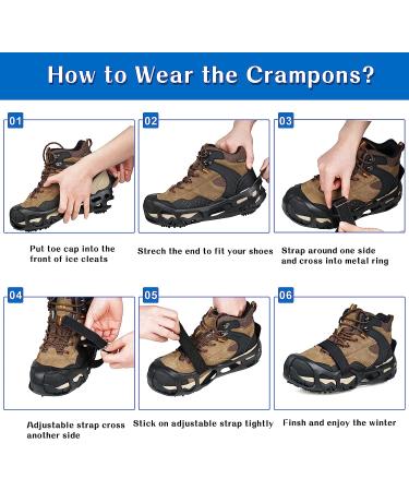 Adjustable Ice Cleats for Shoes & Boots - Anti-Slip Snow Traction Crampons - 24 Grippers - Small Size for Men, Women, Kids - Buy Online on GoSupps.com