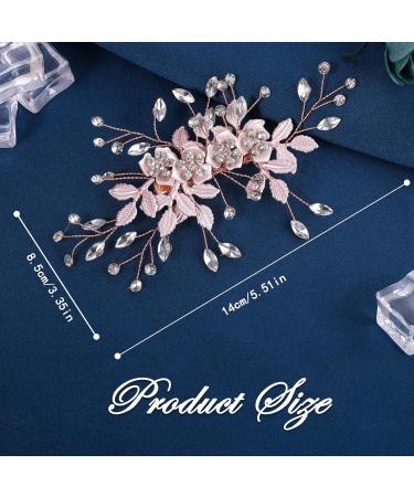 Amaxiu Rhinestone Wedding Hair Clip Flower Bride Hairpiece Crystal Bridal Hair Barrettes Hairpins Wedding Hair Accessories for Women Girls (Rose Gold) - Buy Online on GoSupps.com