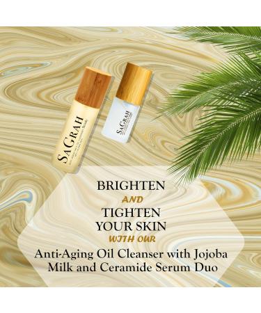 SaGrah Beauty Anti-Aging Oil Cleanser with Jojoba Milk (3.4 oz) and Hydrating Face Moisturizer Ceramide Serum (1 oz) Duo for All Skin Types - 100% Vegan and Cruelty Free Skin Glow 2 Pcs Set - Buy Online on GoSupps.com