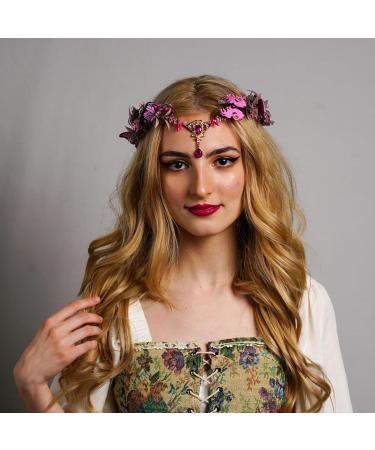 MOSTORY Fairy Crown Pink Butterfly Elf Headpiece Woodland Headband Elven Circlet Tiara for Women Christmas Halloween Renaissance Renfaire Cosplay - Buy Online on GoSupps.com