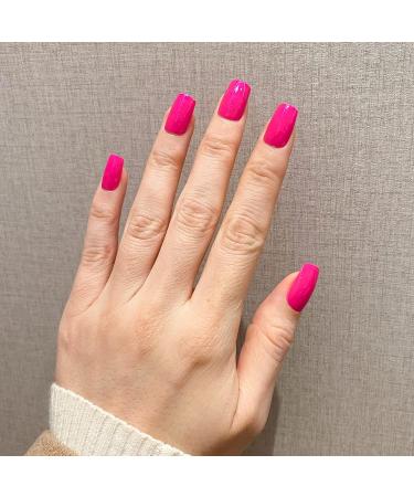 Buy Novo Ovo Neon Pink Holographic Press On Nails - Medium Angular Artificial Fingernails for Easy Application | International Shipping Available - Buy Online on GoSupps.com