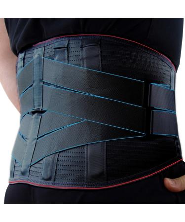 Vitalworxx back bandage professional help with back pain back belt with support struts to avoid/relieve pain sciatica XL (waist size 90 - 105 cm) black