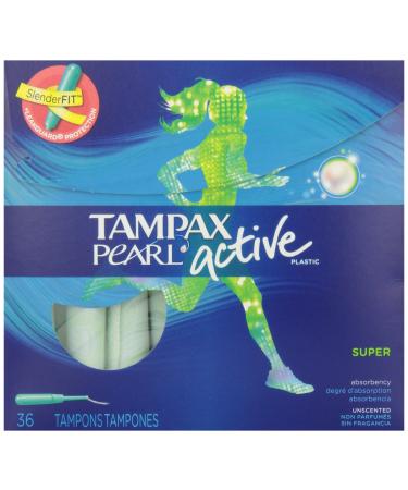 Tampax Super Absorbency Unscented Plastic Applicator Tampons 36 Count