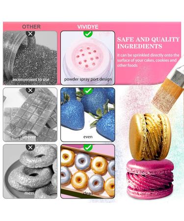 Edible Glitter - 4 Colors of Metallic Powder for Drinks Cakes & Food | 5G Bottles - 12 Color Options - Buy Online on GoSupps.com