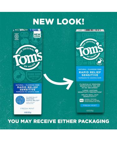 Tom's of Maine Fluoride-Free Rapid Relief Sensitive Toothpaste - Fresh Mint 4 oz | International Shipping Available - Buy Online on GoSupps.com