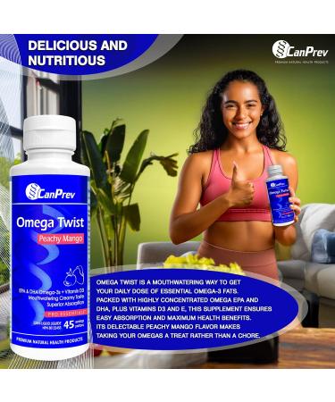 CanPrev Omega Twist - Peachy Mango 225ml - Superior absorption Enriched with DHA & EPA Omega-3 Fatty Acids -Supports Overall Wellness - Buy Online on GoSupps.com
