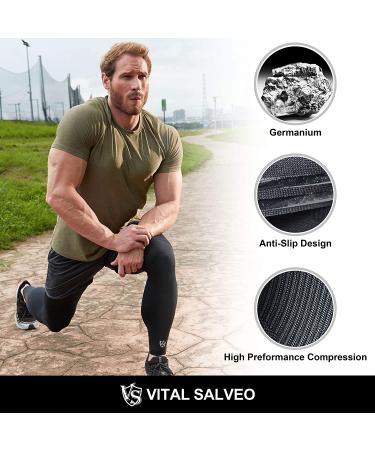 Vital Salveo Germanium Compression Leg Sleeve - X-Large Black - Support for Basketball, Arthritis - UV Protection - Men and Women - Buy Online on GoSupps.com