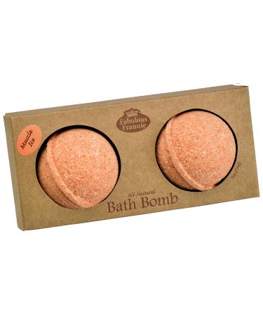 Fabulous Frannie Muscle Ice Natural Handmade Bath Bomb Gift Set Rich in Essential Oil Salt Coconut Oil Witch Hazel Fizzies to Moisturize Skin 2 pk 2.5oz each