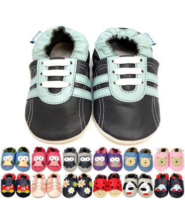 MiniFeet Premium Soft Leather Baby Shoes - BUY 4 PAIRS & GET 1 OF THEM FOR FREE ! - Toddler Shoes - 0-6 Months to 4-5 Years 6-12 Months Grey Trainers