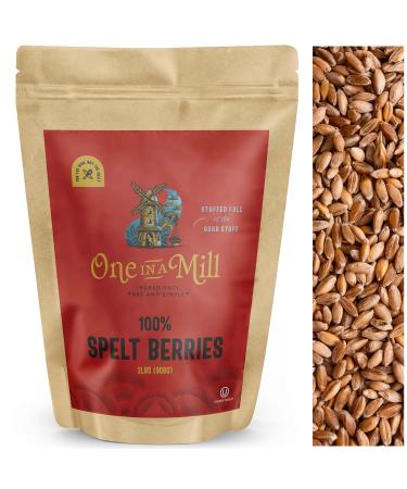 One in a Mill Spelt Berries | Bulk Supply of Whole Wheat Ancient Grain Kernels for Soups, Salads, Stews & Side Dishes | All-Natural, High-Fiber, Vegan, Kosher | 2 Pack 2lb Resealable Bag