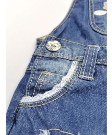 KIDSCOOL SPACE Baby Girls Flower Embroidered Denim Overalls 18-24 Months Blue - Buy Online on GoSupps.com