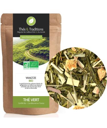 Th s & Traditions Organic Green Tea with Ginger and Lemon | 100g Loose Leaf Bag | Certified Organic Farming