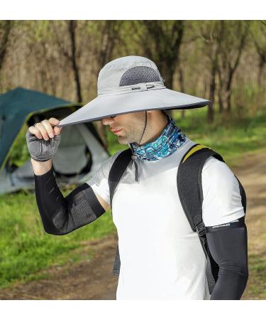 Leotruny Men's Wide Brim Sun Hat UPF50+ Waterproof Bucket Hat for Fishing Hiking Camping - Light Grey - Buy Online on GoSupps.com