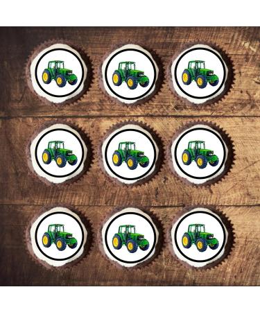 24 Green Tractor Edible Cake Topper Farm Party Decorations Tractor Birthday Decorations Farmer Cupcake Toppers Farm Cake Decorations Tractor Gifts For Men Tractor Party Digger Cake Topper - Buy Online on GoSupps.com