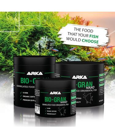 ARKA Bio-Gran Nano - 150 ML - Certified Organic Fish Food for Any Freshwater Aquarium Promotes Growth Colors and Vitality of Ornamental Fish. - Buy Online on GoSupps.com