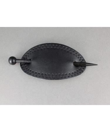 Black Faux Leather Zigzag Stitched Hair Pin Barrette - Slide Accessory - Buy Online on GoSupps.com