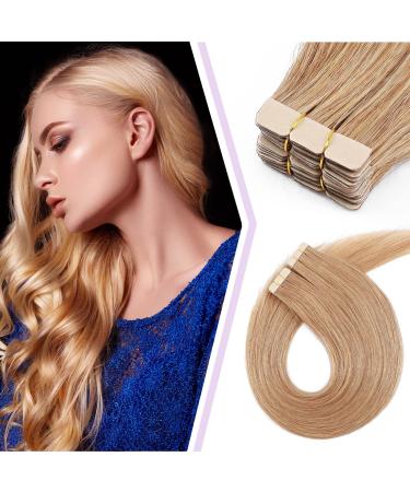 40cm tape in extensions real hair hair parts real hair 27# dark blonde soft tape in extensions 7a human hair 20 pieces-50g mini tape hair extension
