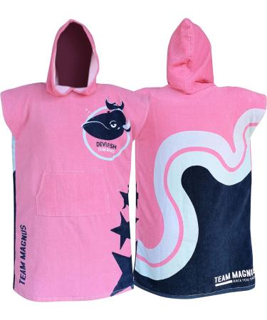 Team Magnus Kids Poncho Towel - Pink Bathrobe for Kids (4'-5'6) - One Size - Buy Online on GoSupps.com