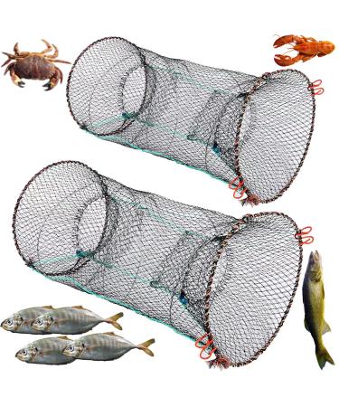 Nswdhy Fishing Bait Trap,2 Packs Crab Trap Minnow Trap Crawfish Trap Lobster Shrimp Collapsible Cast Net Fishing Nets Portable Folded Fishing Accessories
