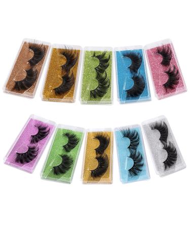 10 Pairs Mink Fluffy 25mm Fake Eyelashes Pack - Long, Thick, Handmade, Reusable - 8D Volume Lashes - Mixed Styles - Bulk Value Set - Buy Online on GoSupps.com