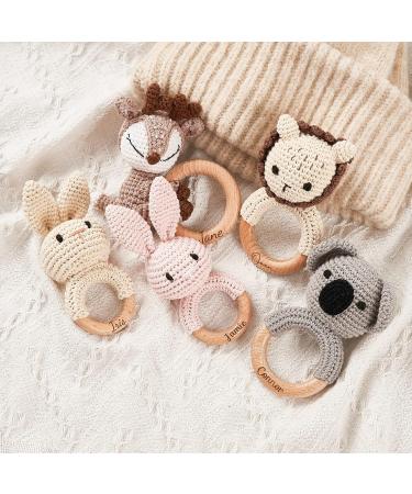 Personalized Baby Bite Ring - Cute Engraved Wood Rattle - Perfect Newborn Gift for Boys & Girls - Buy Online on GoSupps.com