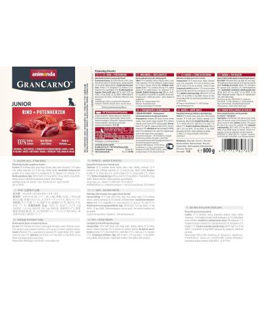 Animonda Grancarno Junior Dog Food 6 x 800g - Wet Feed for Growing Dogs with Beef & Turkey Hearts - Buy Online on GoSupps.com