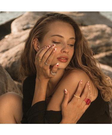 Almond French Tip Fake Nails with Gold Foil Leopard Designs - Glossy Acrylic False Nails for Women - DIY Brown Gold White - Glue On - Buy Online on GoSupps.com