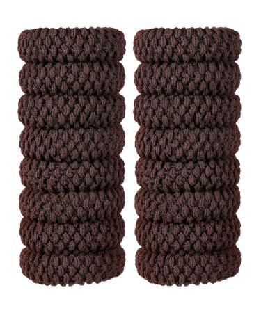16 Pieces Thick Cotton Hair Bands Seamless Cotton Hair Bands No Crease No Break No Slip Seamless Hair Elastics (Brown) - Buy Online on GoSupps.com
