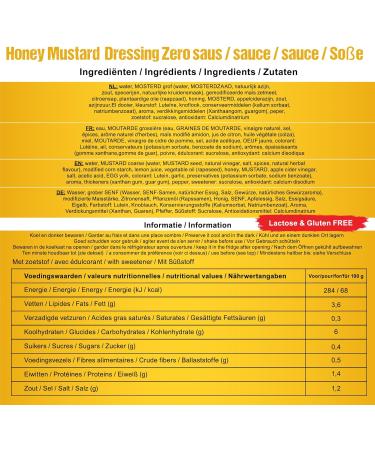 Rabeko Zero Sauce - Honey Mustard 3 x 350 ml Sugar Free and Low Fat - Healthy Low Carb and Calorie Products for Salads Fries Burgers - Gluten and Lactose Free - Buy Online on GoSupps.com