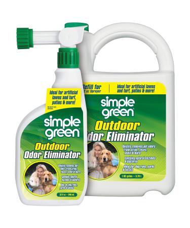 Simple Green Outdoor Odor Eliminator for Pets, Dogs, Ideal for Artificial Grass & Patio (32 oz Hose End Sprayer & 1 Gallon Refill) - Buy Online on GoSupps.com