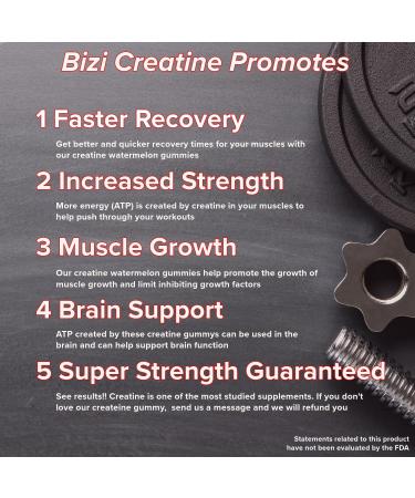 Bizi Creatine Watermelon Gummies - Vegan & Gluten Free | Muscle Growth & Recovery Supplement 60 ct - Buy Online on GoSupps.com