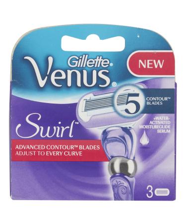 Gillette Venus Swirl Razor Blades for Women, Pack of 3 Refill Blades, Mothers Day Gifts, (Packaging May Vary) 3 Count (Pack of 1)